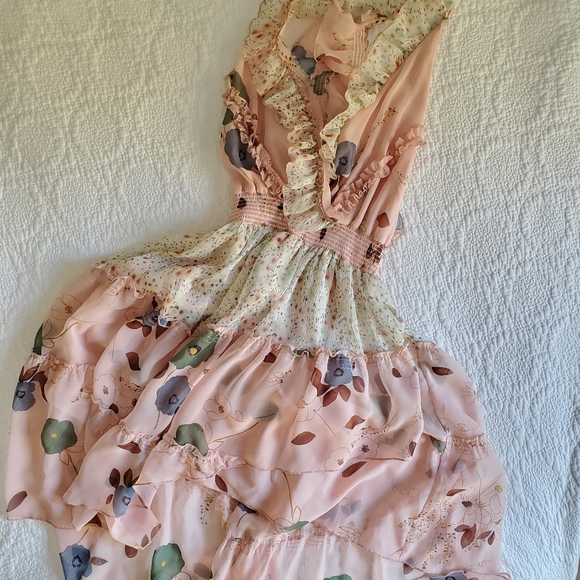 Free People Dresses & Skirts - Free People Pink Floral High Low Crossback Dress